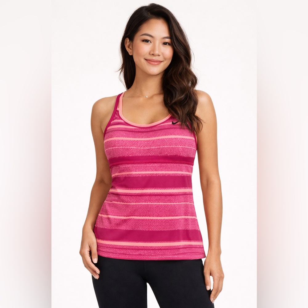 Nike Dri-Fit Pink Strappy Shelf Bra Athletic Tank Top Size Small - Picture 2 of 4